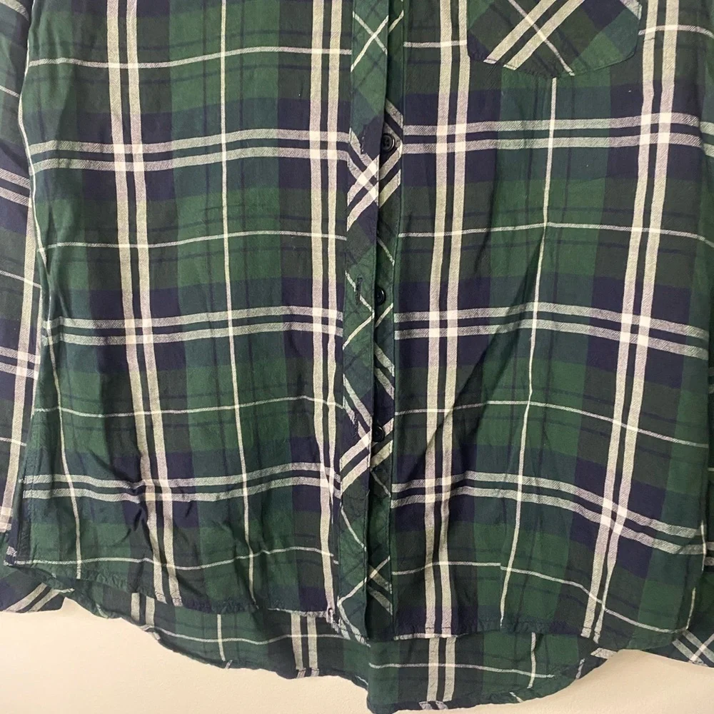 South Moon Under Green Blue Plaid Long Sleeve Button Down Western Shirt Small